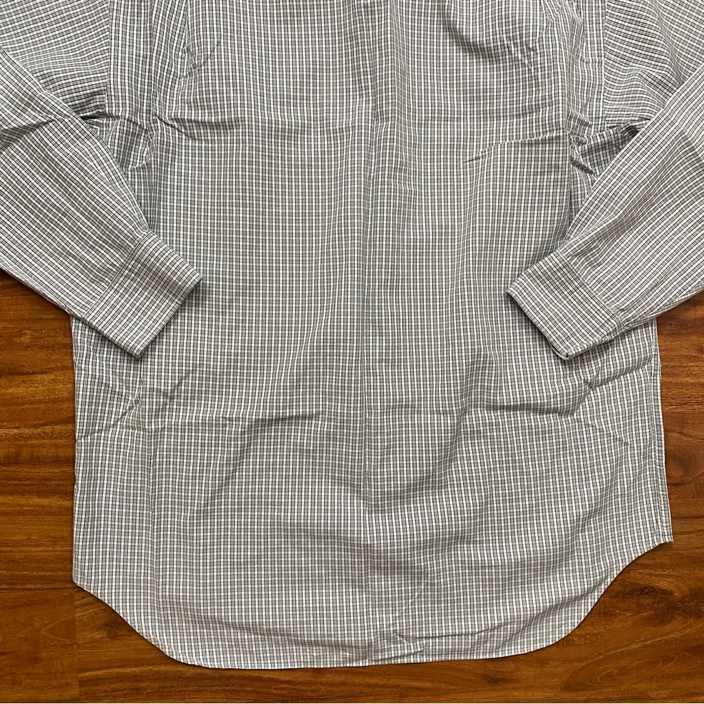Banana Republic Gray White Windowpane 100% Cotton Button Down Shirt Size Medium - Picture 8 of 13